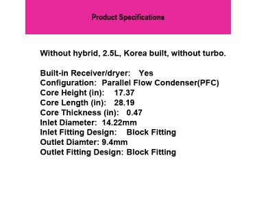 AC CONDENSER PFC - HYUNDAI SONATA 97606-L2100 AC CONDENSER PFC - HYUNDAI SONATA 97606-L2100