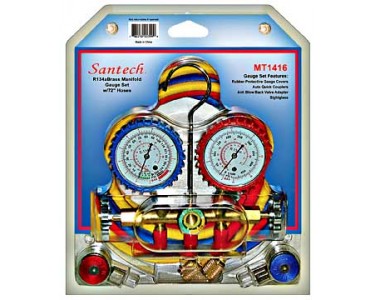 43-MT1416- Santech R134A BRASS MANIFOLD GAUGE SET W/ 72" HOSES