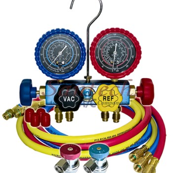 R134A ALUMINUM GAUGE SET - 4 WAY - W/ HOSES, COUPLERS