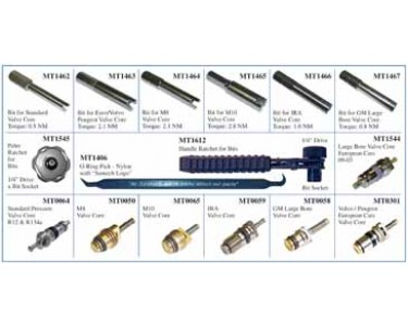 VALVE CORE BIT DRIVER SET W/PALM/HANDLE RATCHET